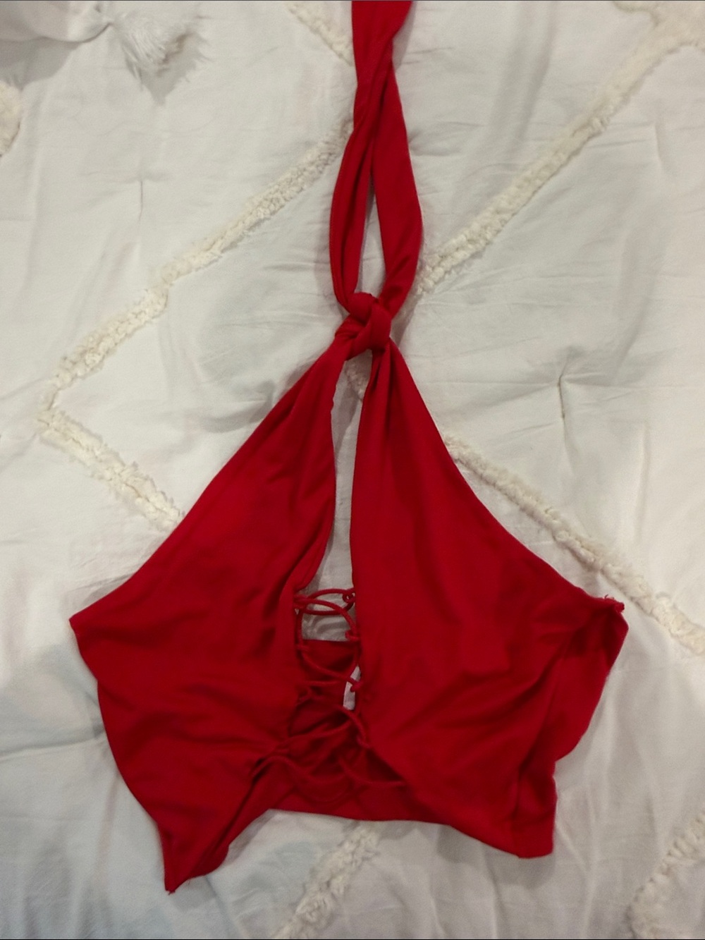 Princess Polly Red Lace-Up Halter Bandeau